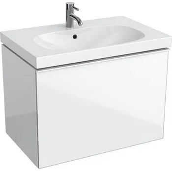 Koupelnový nábytek Geberit Acanto skříňka pod umyvadlo se zásuvkou a vnitřní zásuvkou 74x47,5x53,5 cm, lakovaný s vysokým leskem/bílý, sklo lesklé/bílé