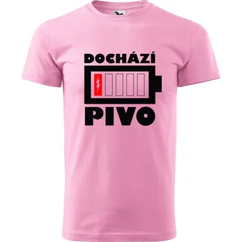 Pánské tričko DOBRÝ TRIKO Pánské tričko Dochází pivo baterie Velikost: M, Barva: Růžová