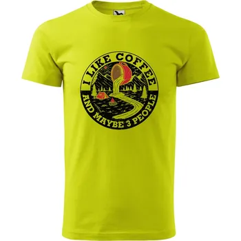 Pánská móda DOBRÝ TRIKO Pánské tričko s potiskem I like coffee Velikost: XL, Barva: Limetková