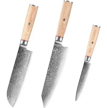 Kuchyňský nůž Sada nožů z damaškové oceli White & silvery