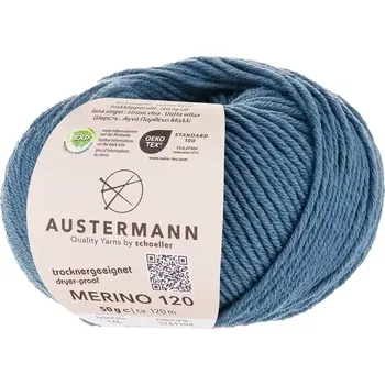Příze Austermann Merino 120 EXP 176 Šedomodrá (Příze Merino 120 EXP RAUCH)