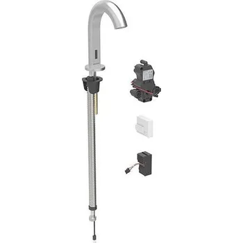 Vodovodní baterie Geberit Piave umyvadlová stojánková baterie se směšovačem, napájení ze sítě, pro funkční box pod omítku, nerez kartáčovaná easy-to-clean