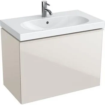 Koupelnový nábytek Geberit Acanto skříňka pod umyvadlo, se zásuvkou a vnitřní zásuvkou, zkrácené vyložení 74x41,6x53,5 cm, lakovaný matný/pískově šedý, sklo lesklé/pískově šedé