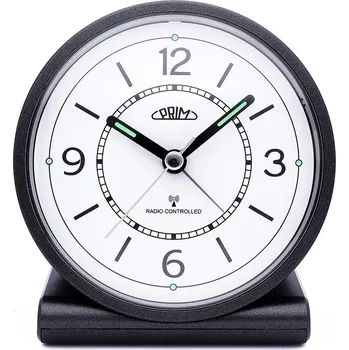 Budík PRIM Rádiem řízený budík s plynulým chodem PRIM Alarm Gentleman - černobílý - II. jakost C01P.3798.9000.IA