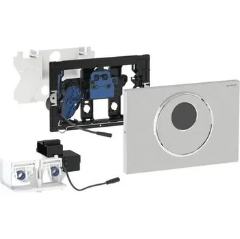 Splachovací tlačítko Geberit Sigma10 ovládání WC, 2 množství splachování s elektronickým ovládáním, napájení z baterie, ovládací automatické, bezdotykové, přišroubovatelné tlačítko Sigma10, nerez kartáčovaná/lesklá