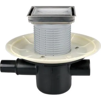 HL Podlahová vpust DN50 s ležatým odtokem, s pevnou izolační přírubou