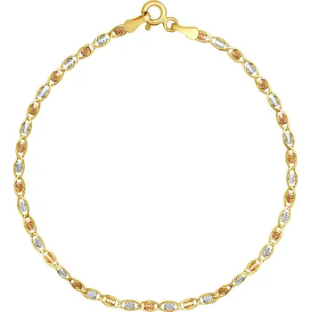 Šperk Zlatý náramek Valentino ze žlutého, bílého a růžového zlata s broušenými očky - 2,5 mm 18 cm