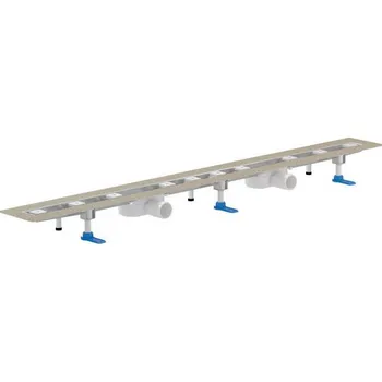 Odvodňovací žlab HL Obzvláště odtokový žlab z nerezové oceli k zabudování do plochy, dva odtoky DN50