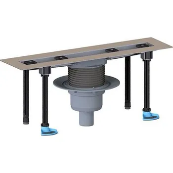 Odvodňovací žlab HL Odtokový žlab z nerezové oceli se svislým odtokem k zabudování do plochy, odtok DN50, bez krytu, délka 1100mm