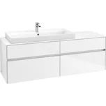Villeroy & Boch Collaro skříňka pod umyvadlo, 160x50x54,8 cm, otvor vlevo, 4x zásuvka, Glossy White
