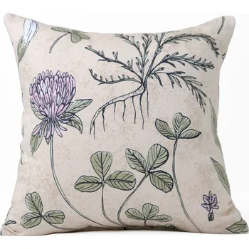 Bytový textil Saténový povlak na polštář 40 x 40 cm - Herbář béžový