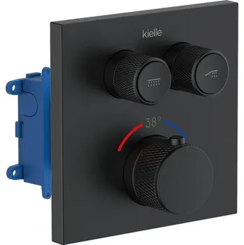 Vodovodní baterie Kielle Arkas I Termostatická podomítková baterie dvoucestná, včetně tělesa, matná černá 10611214