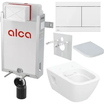 Alcadrain Set modulu k zazdění, Geberit WC, sedátka a tlačítka, bílá KAE100