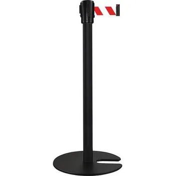 Plotový sloupek Zahrazovací sloupek s pásem Manutan Expert Black One, stohovatelná základna, 5 m, červený/bílý + Prodloužená záruka na 10 let