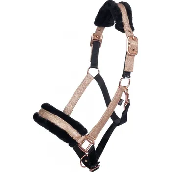 Vybavení pro koně Ohlávka HKM s beránkem Rosegold Glitter full rosegold