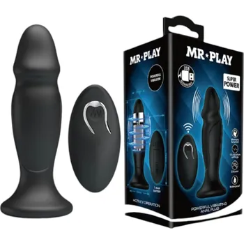 Vibrátor MR. PLAY - akumulátorový, rádiový anální vibrátor (černý)