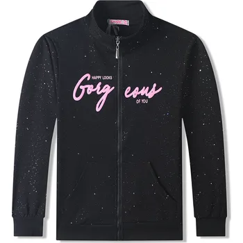 Dívčí mikina Dívčí mikina - KUGO SM3551, černá / tmavě růžový nápis Barva: Černá, Velikost: 146