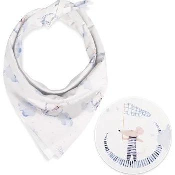 Dětský bavlněný šátek Sandra SA-579 Myšky mezi modrými obláčky 55 x 55 cm
