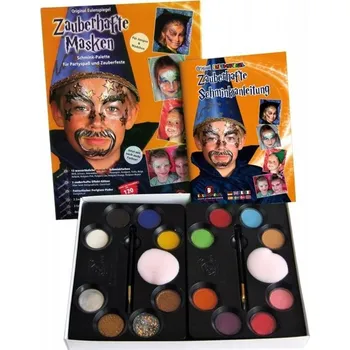 Speciální výtvarná barva Sada barev na obličej - Magické masky v paletě 10 x 3,5ml