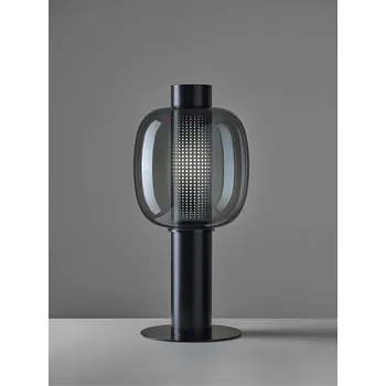 Stojací lampa Brokis BONBORI OUTDOOR LARGE venkovní svítidlo Barva skla: olivově zelená - transparentní sklo, Povrch montury: šedá metalická, Povrchová úprava skla 1: lesklý povrch skloviny