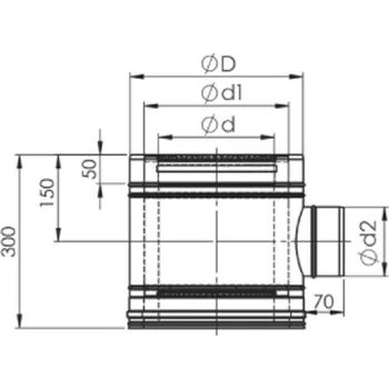 Komín T-kus Almeva pro přívod vzduchu TW 25 / 150 / 80