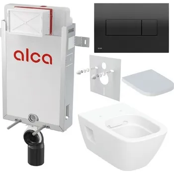 Alcadrain Set modulu k zazdění, Geberit WC, sedátka a tlačítka M378, černá lesk KAE106