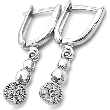 Náušnice Náušnice z bílého zlata, visací kolečka se zirkony 2,00g