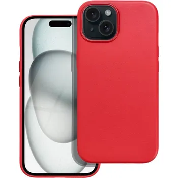 Pouzdro na mobilní telefon Zadní kryt LEATHER MAG COVER case pro Apple iPhone 15, červená