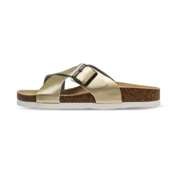 Dámské pantofle Vasky Cork Gold - Dámské kožené pantofle zlaté | česká výroba ze Zlína 41 EU