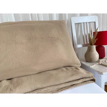 Povlečení Dětské mušelínové povlečení béžová bio bavlna - 140x200 + 70x90 cm (standard)