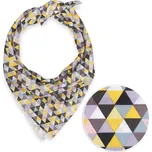 Bavlněný šátek Sandra SA-218 Žluto-hnědo-růžové trojúhelníčky 70 x 70 cm