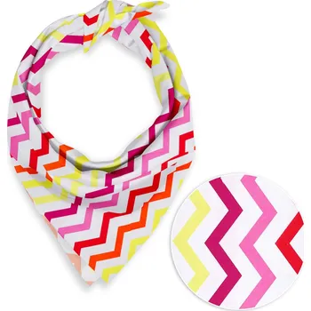 Bavlněný šátek Sandra SA-379 Žluto-růžovo-červené cik-cak proužky 55 x 55 cm