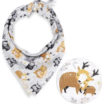 Dětský bavlněný šátek Sandra SA-223 Zvířátka s mláďátky 80 x 80 cm