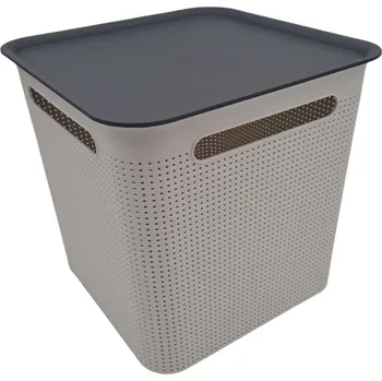 Úložný box Rotho Úložný box s madly BRISEN 18l, 29x29x29cm, bílý S víkem / Bez víka: S víkem