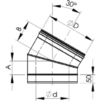 Kouřovod Koleno Almeva 30° DK / 100 - 150