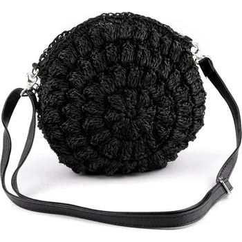 Kabelka Háčkovaná kabelka z rafie - lýka se zipem crossbody Ø25 cm - 3 (Ø23 cm) černá
