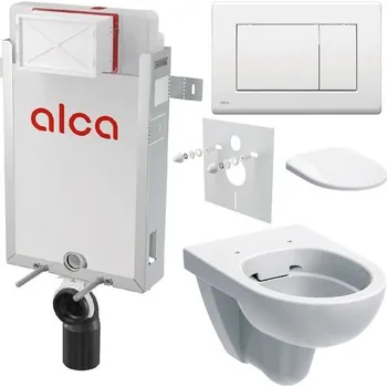 Alcadrain Set modulu k zazdění, Geberit WC, sedátka a tlačítka, bílá KAE082