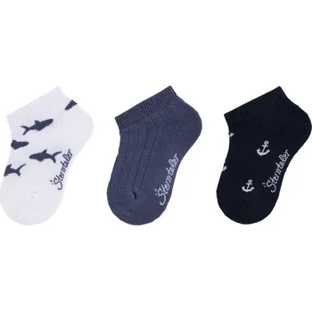 Dětské ponožky z bavlny nízké do tenisek 3 páry Žraloci Sterntaler Velikost: 31-34