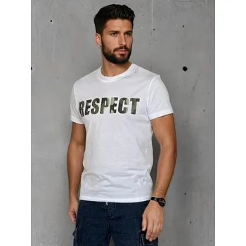 Dstreet Bílé tričko s originálním nápisem RESPECT