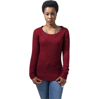 Dámský svetr Ladies Long Wideneck Sweater - burgundy M