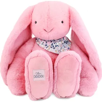 plyšák Doudou Plyšový králík XXL s šátkem růžový 50 cm