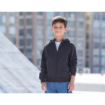 Chlapecká mikina e.s. Propínací mikina s kapucí cotton str., dětská velikost 98/104 tmavomodrá Strauss