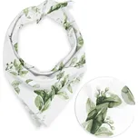 Bavlněný šátek Sandra SA-422 Zelené listy na bílém 70 x 70 cm