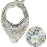Bavlněný šátek Sandra SA-552 Modré pnoucí květy na béžovém 70 x 70 cm