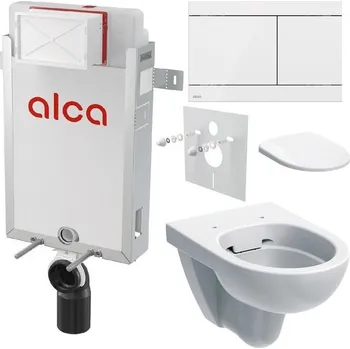 Alcadrain Set modulu k zazdění, Geberit WC, sedátka a tlačítka, bílá KAE081