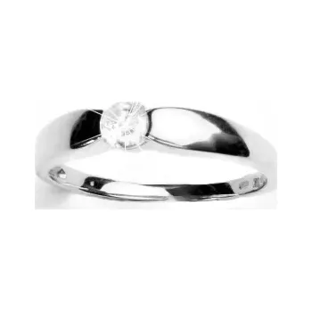 Prsten Zlatý zásnubní prsten čirý zirkon - VR126 - bílé zlato (Prstýnek se zirkonem v bílém zlatě)