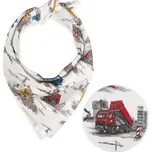 Dětský bavlněný šátek Sandra SA-578 Náklaďáky a bagry na bílém 70 x 70 cm