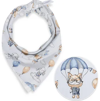 Šátek Dětský bavlněný šátek Sandra SA-469 Zvířátka s padáky na světle modrém 45 x 45 cm