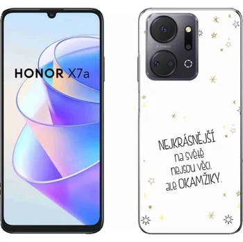 Pouzdro na mobilní telefon Gelový kryt mmCase na Honor X7a - citát 4 bílé pozadí