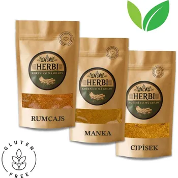 Koření Herbi Degustační výhodná sada: Rumcajs, Manka a Cipísek – koření s příběhem
